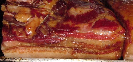 Bacon belly, split in thirds